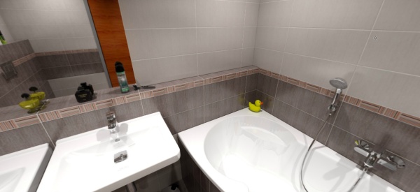 Panoramatická vizualizace rekonstrukce koupelny v panelovém domě